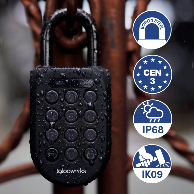 igloohome New Rugged Outdoor Smart Padlock 2E (SP2E) - Manage Access Remotely with Mobile App (iOS/Android) & Dashboard - No WiFi Needed  CEN-3  IK-09 Certified  IP68 Waterproof & 2-yr Warranty - Image 4